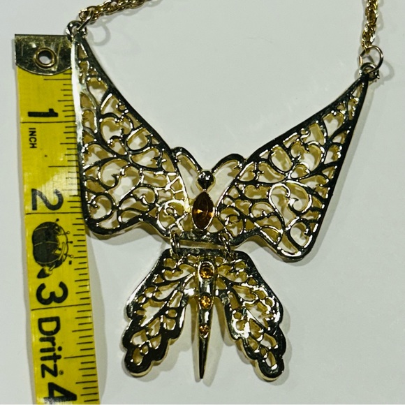 Butterfly Necklace Long Chain, Large Pendent - Picture 5 of 8
